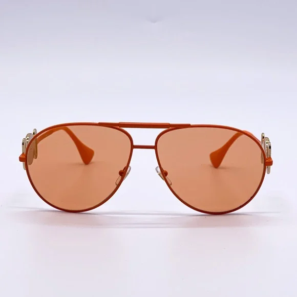 NEW VERSACE VE2249 1485/74 AVIATOR SUNGLASSES VERSACE MOD 2249 ORANGE AVIATOR - Picture 3 of 15